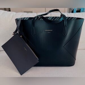 Givenchy Winged Shopper Tote in Black and Gray box leather with Gold Accents